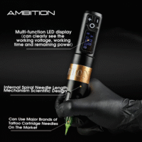 Ambition Soldier Rotary Battery Pen Tattoo Cartridge Machine with 2400mAh Wireless Power Japan Coreless Motor Digital LED Display Tattoo Equipment Supply for Professionals and Beginners Tattoo Artists - Image 4