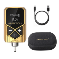 Tattoo Power Supply - Ambition Kuark Mini Wireless Portable RCA Tattoo 2400mAh Lithium Battery Pack with LED Digital Display for Rotary Tattoo Machine - Image 2