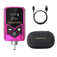 Tattoo Power Supply - Ambition Kuark Mini Wireless Portable RCA Tattoo 2400mAh Lithium Battery Pack with LED Digital Display for Rotary Tattoo Machine - Image 3