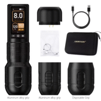 Ambition Soldier 270 Wireless Tattoo Machine, 270 g.cm Torque Brushless Motor Cordless Tattoo Gun, Rotary Tattoo Cartridge Pen with Dual 2400mAh Touchscreen Battery Supply for Artists - Image 6