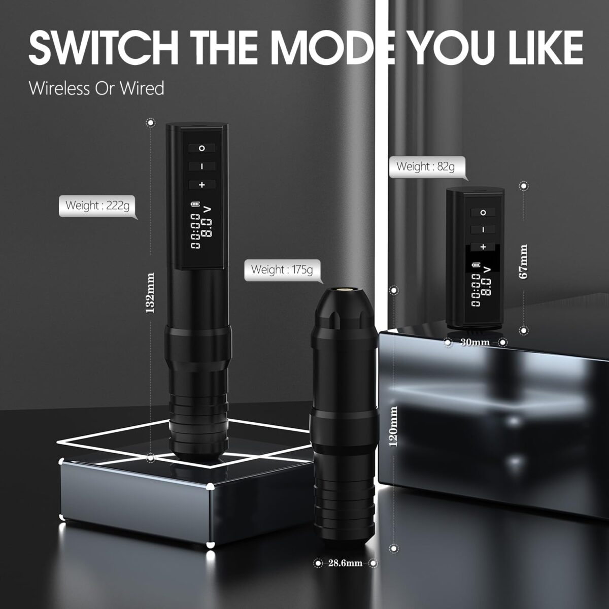 Wireless Tattoo Gun - Rotary Tattoo Cartridge Pen Custom Coreless Motor 2400mAh Power Supply Digital LED Display Professional for Tattoo Artist - Image 5