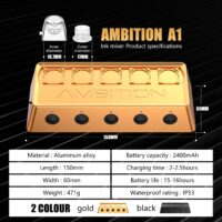 Tattoo Ink Mixer - Ambition A1 Wireless Colorant Mixer IP53 Waterproof 2400 mAh Battery Lab Vortex Mixer with 12pcs Color Cups, 200pcs Mixing Magnet Sticks for Tattoo Artists - Image 8