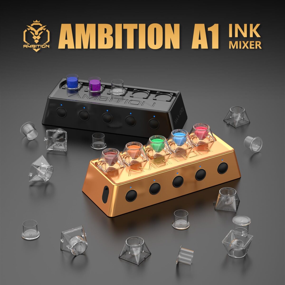 Tattoo Ink Mixer - Ambition A1 Wireless Colorant Mixer IP53 Waterproof 2400 mAh Battery Lab Vortex Mixer with 12pcs Color Cups, 200pcs Mixing Magnet Sticks for Tattoo Artists - Image 4