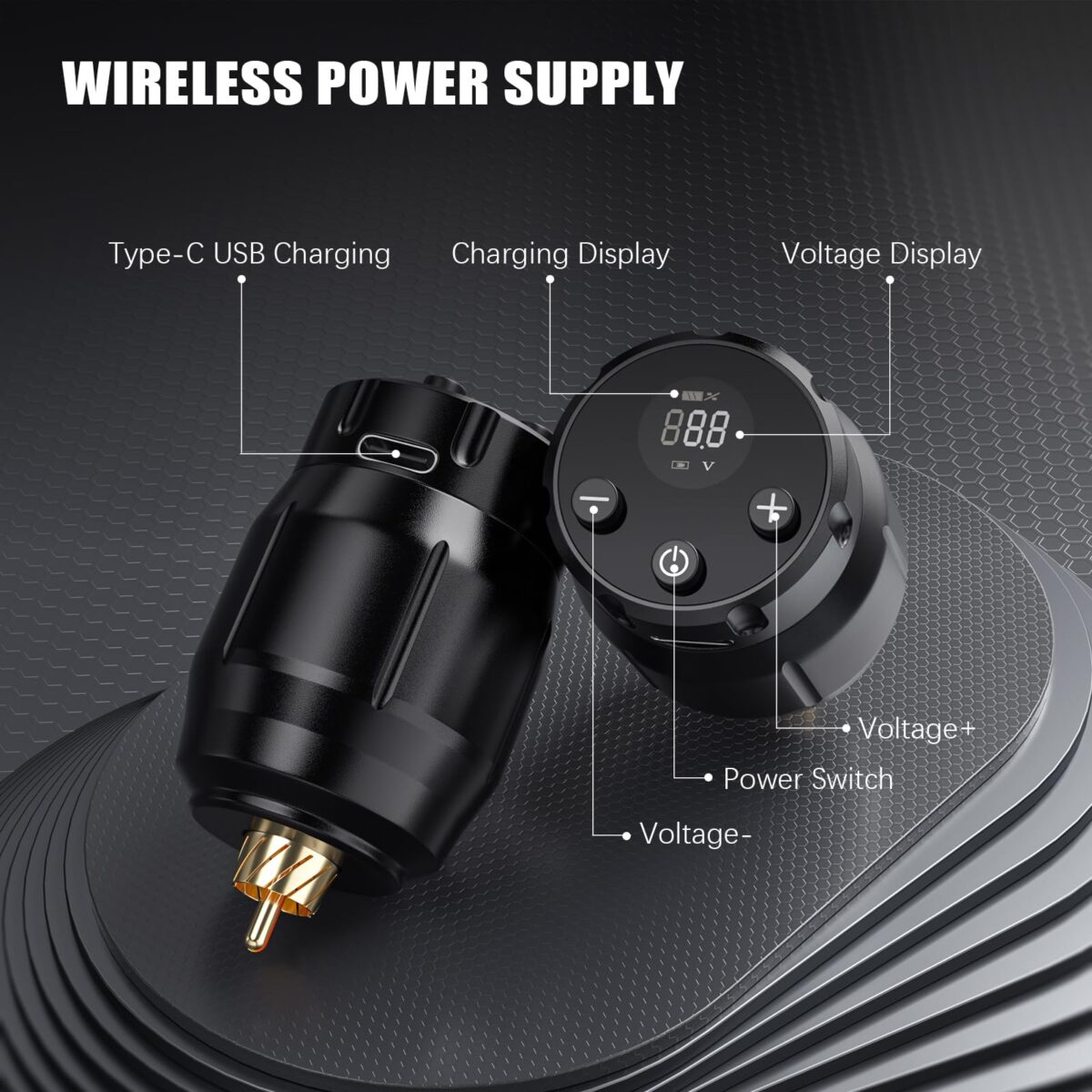 Wireless Tattoo Power Supply Rechargeable Cordless Tattoo Battery Pack 1500mAh RCA Connector LED Digital Display for Rotary Tattoo Pen Machine - Image 8