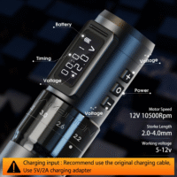 Ambition MARS-U Wireless Tattoo Machine with Adjustable Stroke - Rotary Cartridge Tattoo Machine Pen with Extra 1800mAh Power Coreless Motor Digital LED Display for Professional Tattoo Artist - Image 3