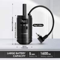 Ambition 2 in 1 Tattoo Battery Grip - Wireless Control Handle Power Supply Electric Digital Display 1600mAh Special Needle Grip RCA Interface for Rotary Tattoo Machine - Image 4