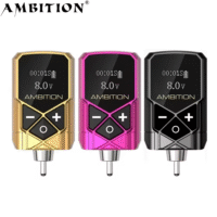 Tattoo Power Supply - Ambition Kuark Mini Wireless Portable RCA Tattoo 2400mAh Lithium Battery Pack with LED Digital Display for Rotary Tattoo Machine