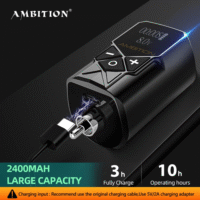Tattoo Power Supply - Ambition Kuark Mini Wireless Portable RCA Tattoo 2400mAh Lithium Battery Pack with LED Digital Display for Rotary Tattoo Machine - Image 10