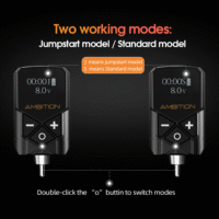 Tattoo Power Supply - Ambition Kuark Mini Wireless Portable RCA Tattoo 2400mAh Lithium Battery Pack with LED Digital Display for Rotary Tattoo Machine - Image 11