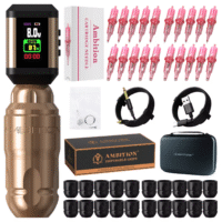 Ambition Lutin Rotary Tattoo Machine with 2Pcs Korall Tattoo Power Supply 2200mAh Straight Drive Bar - Wireless Tattoo Machine Short Tattoo Pen with Brushless Motor with RCA Cord for Tattoo Artist - Image 11