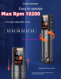 wireless tattoo pen with adjustable stroke & clear digital display for precise artistry