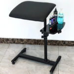 Tattoo Arm Rest with Adjustable Height and Side Tray - Full View of Professional Tattoo Workstation