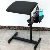Tattoo Arm Rest with Adjustable Height and Side Tray - Full View of Professional Tattoo Workstation