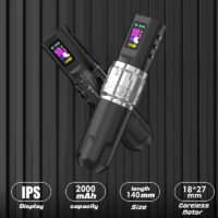 Black TOTOP rotary wireless tattoo pen with HD screen, Type - C charging for professional use