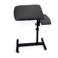 Tattoo Arm Rest with Adjustable Height and Side Tray - Full View of Professional Tattoo Workstation