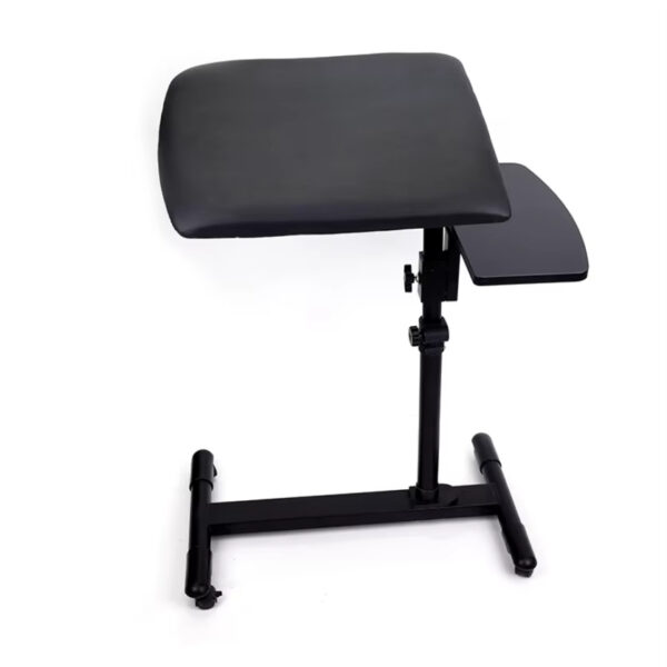 Tattoo Arm Rest with Adjustable Height and Side Tray - Full View of Professional Tattoo Workstation