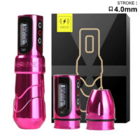 flux max wireless tattoo machine pen (4.0mm stroke, 2 batteries, coreless motor)