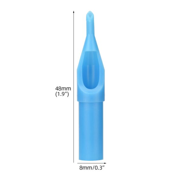 disposable sterile tattoo tips in multiple sizes, EO-sterilized for professional tattoo machines