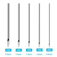 Sharp tip of sterilized piercing needle for precise ear piercing