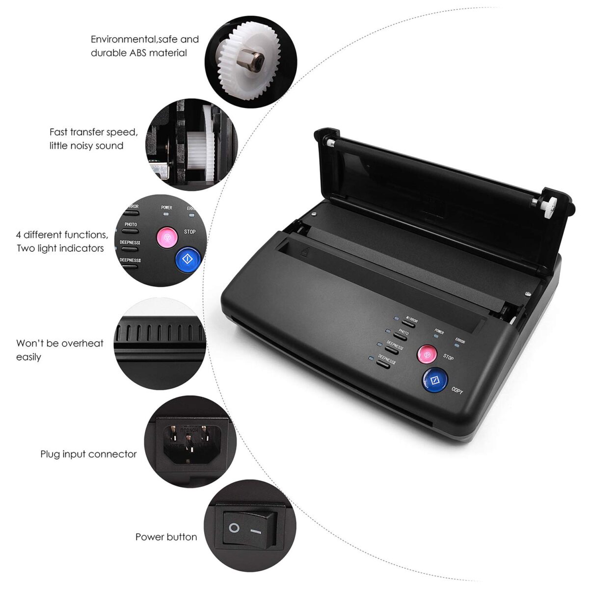 professional tattoo transfer machine easy to use, high quality stencil printing