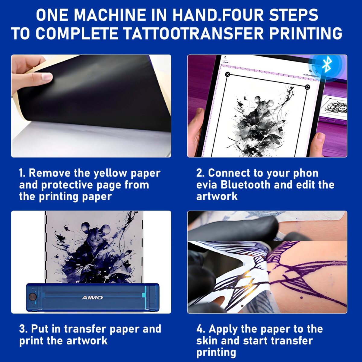 portable tattoo stencil printer bluetooth, high definition, easy operation