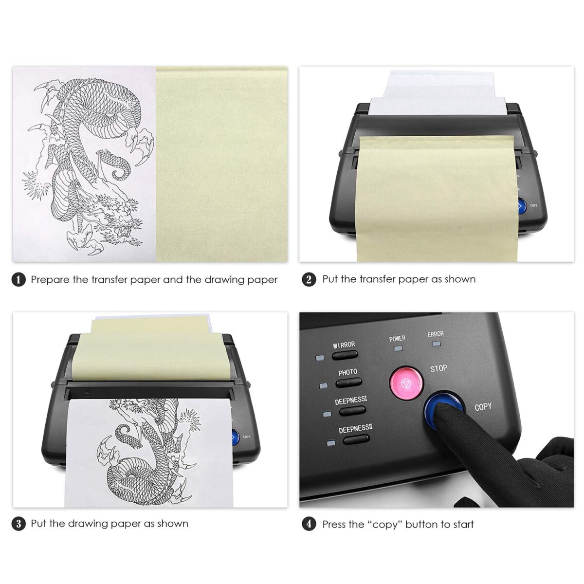 professional tattoo transfer machine easy to use, high quality stencil printing