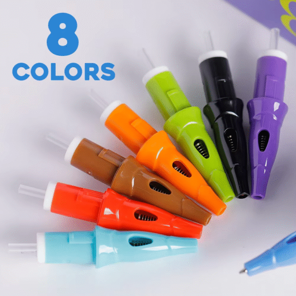 8 color ballpoint tattoo cartridge set: elevate tattoo artistry for artists & beginners