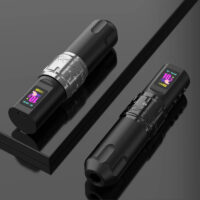 Black TOTOP rotary wireless tattoo pen with HD screen, Type - C charging for professional use