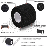black self adhesive tattoo grip cover bandages bulk pack for artists