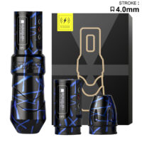 flux max wireless tattoo machine pen (4.0mm stroke, 2 batteries, coreless motor)