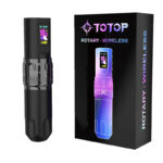 Black TOTOP rotary wireless tattoo pen with HD screen, Type - C charging for professional use