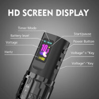 Black TOTOP rotary wireless tattoo pen with HD screen, Type - C charging for professional use