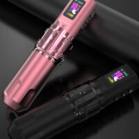 Black TOTOP rotary wireless tattoo pen with HD screen, Type - C charging for professional use