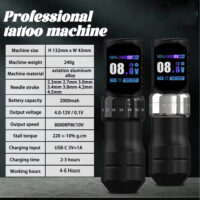 professional tattoo machine with 2000mah battery, adjustable needle stroke (2.3 4.5mm) for eyebrow, eyeliner, lip, hairline tattoos