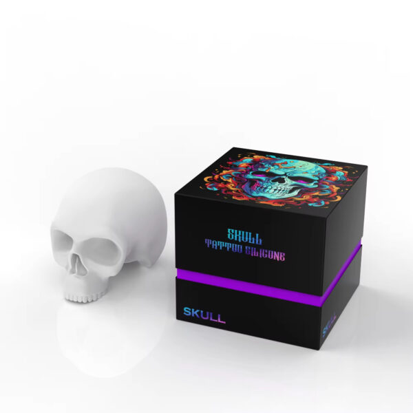 Silicone Skull Tattoo Practice Skin with Packaging Box - Realistic 3D Tattoo Training Model
