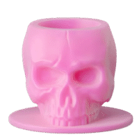 Silicone skull-shaped tattoo ink cups in vibrant colors, designed to protect needles and provide precision during tattooing.