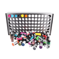 78-hole wall-mounted tattoo ink rack – metal ink bottle holder for tattoo studios and shops, fits 1oz & 2oz bottles, durable and easy to install.