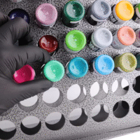 78-hole wall-mounted tattoo ink rack – metal ink bottle holder for tattoo studios and shops, fits 1oz & 2oz bottles, durable and easy to install.