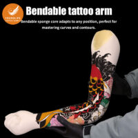 Realistic bendable silicone tattoo practice arm for training and apprentices
