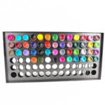 78-hole wall-mounted tattoo ink rack – metal ink bottle holder for tattoo studios and shops, fits 1oz & 2oz bottles, durable and easy to install.