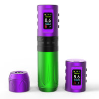 Wireless tattoo pen machine with LCD display and adjustable voltage, professional rotary tattoo kit for artists and studios.