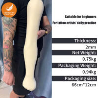 Realistic bendable silicone tattoo practice arm for training and apprentices