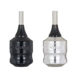 Professional Adjustable Aluminum Tattoo Grip for Cartridge Needles – Black & Silver