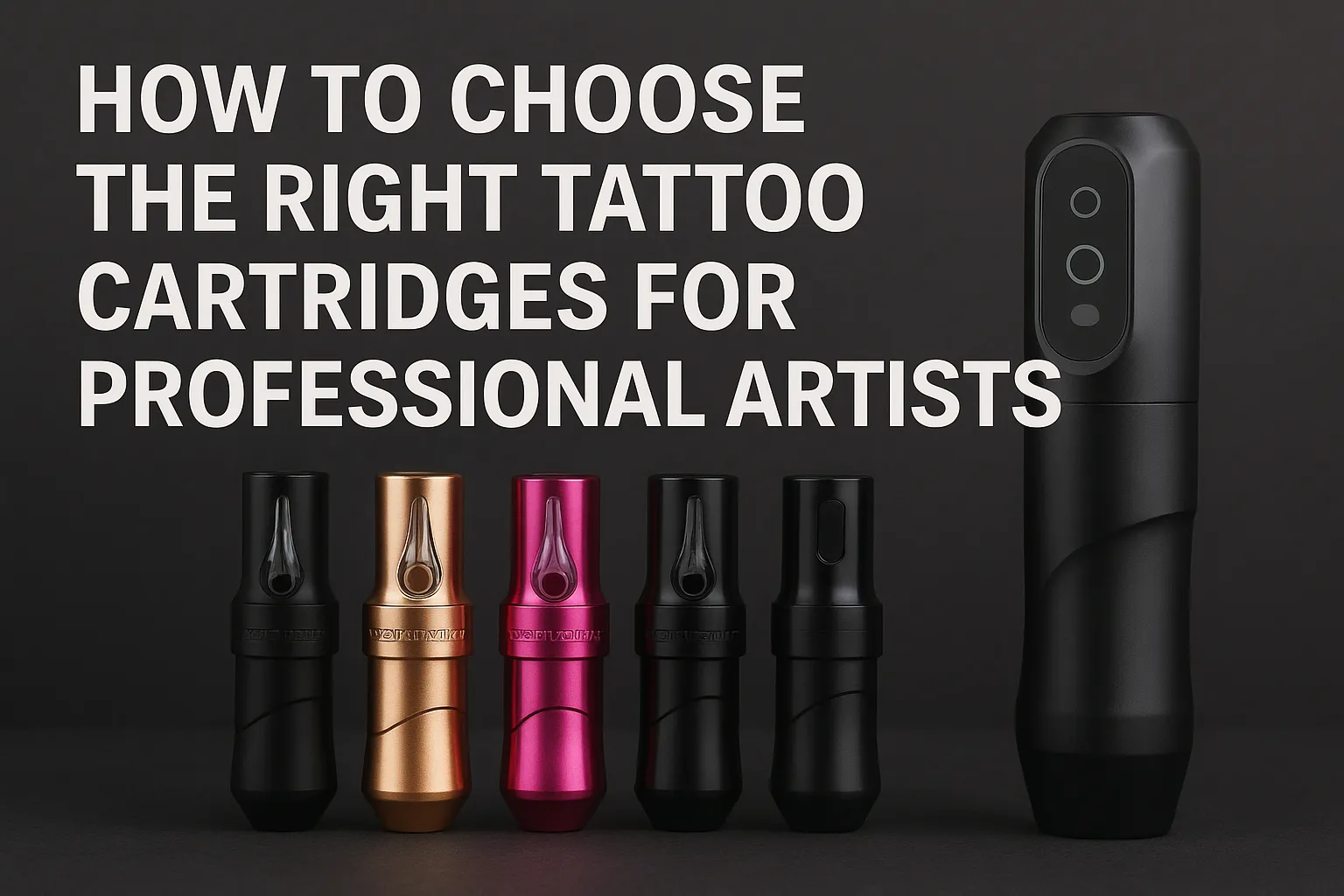 Professional tattoo cartridges in different configurations for artists